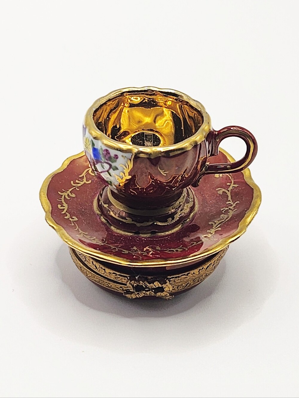 Limoges Vintage Miniature Teacup And Saucer Porcelain Trinket Box